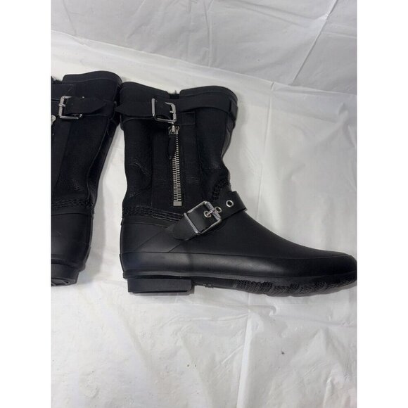 Burberry Black Claredon Shearling Riding Combat Boots Size 9 - Picture 9 of 16